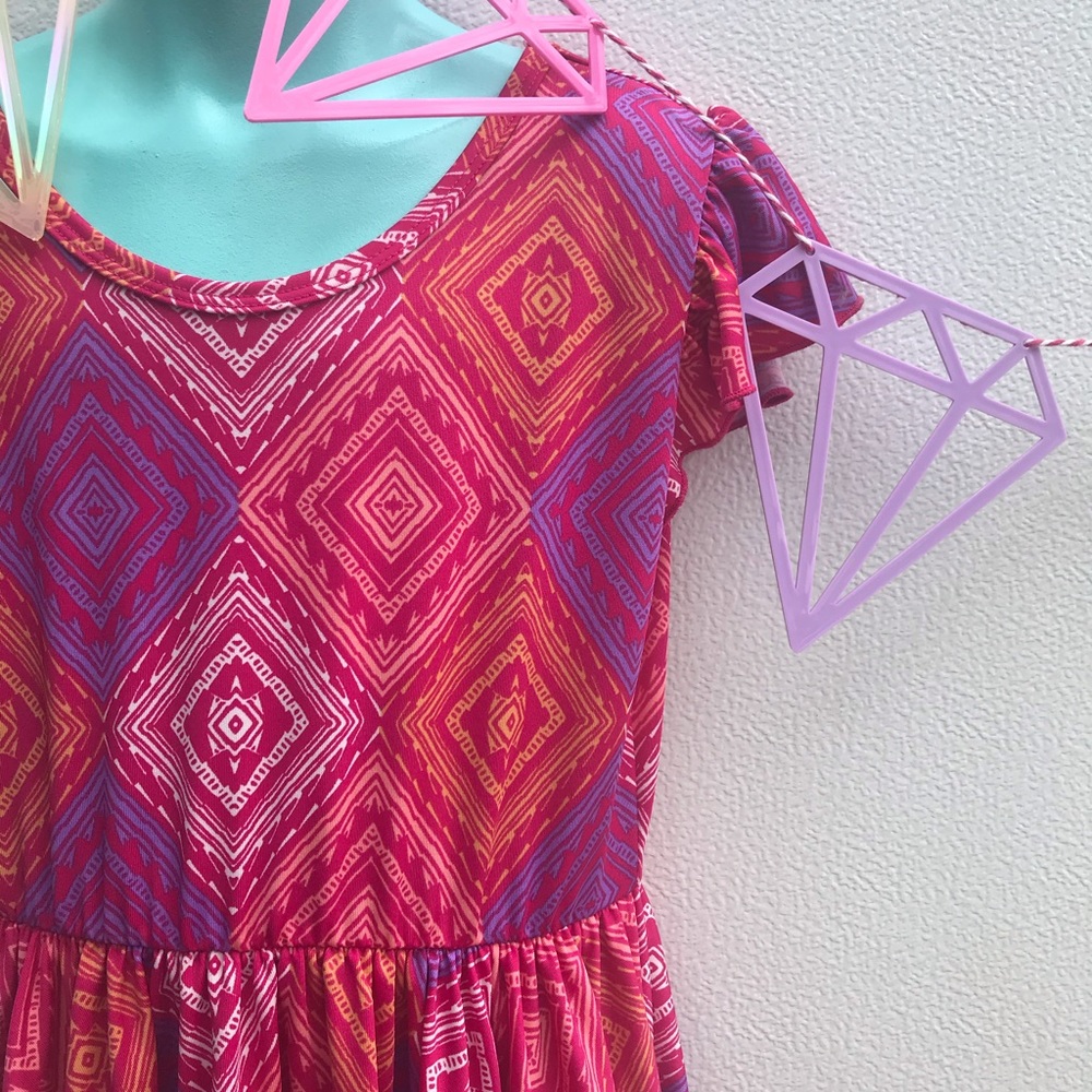 Dot dot smile little girls magenta geometric dress